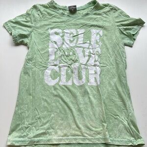 Self love club tee green garment dye top by like love